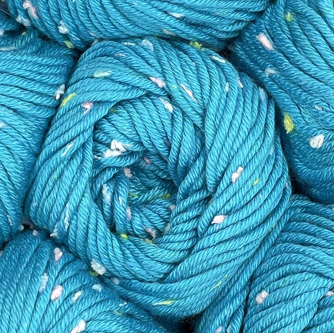 Tweed Twinkles Soft Baby Yarn for Crocheting, 8-Pack (696Yds / 400G), Free Patterns - Acrylic Baby Blanket Knitting Yarn with Flecks - Size 3 DK Light Worsted Weight - Cyan Blue