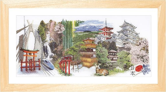 Thea Gouverneur - Counted Cross Stitch Kit - Japan - Aida - 18 Count - Embroidery Kit for Adults - DMC Embroidery Threads and Other Cross Stitch Supplies Included - 548A