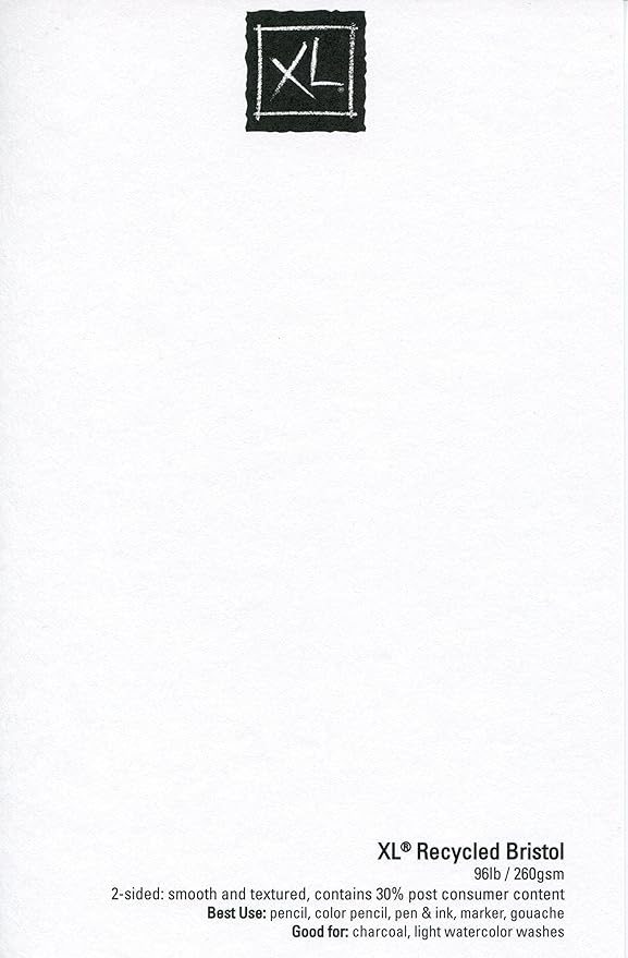 Canson XL Series Recycled Bristol Pad, Foldover, 11x14 inches, 25 Sheets - Artist Paper for Students, Marker, Pen, Ink, Pencil