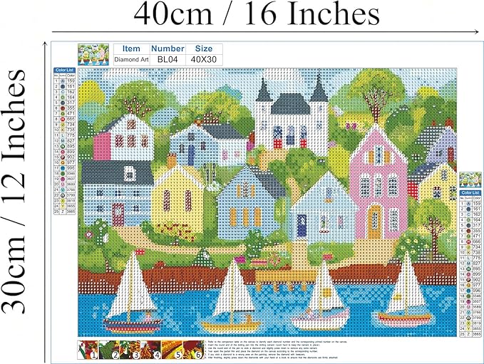 EIBEILI Adult Diamond Painting Set - Painted House Diamond Painting Set, 5D Diamond Painting, DIY Full Diamond Painting Gemstone Craft 11.8x15.7 inches