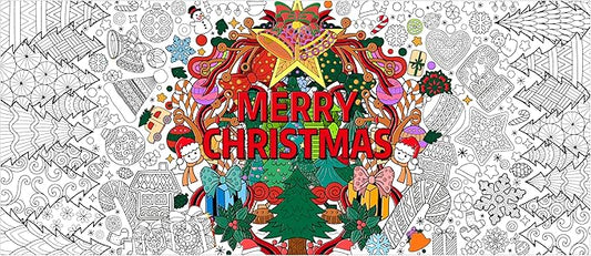 dvbonike jumbo xmas mandala coloring poster giant merry christmas color-in paper poster diy drawing blank doodle art banner 55.1 x 23.6 inch decoration, home school activity party supplies for kids
