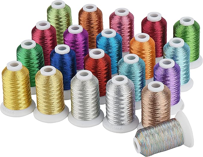 Simthread Best 21 Colors Metallic Embroidery Machine Thread Kit 500M(550Y) for Computerized Embroidery and Decorative Sewing