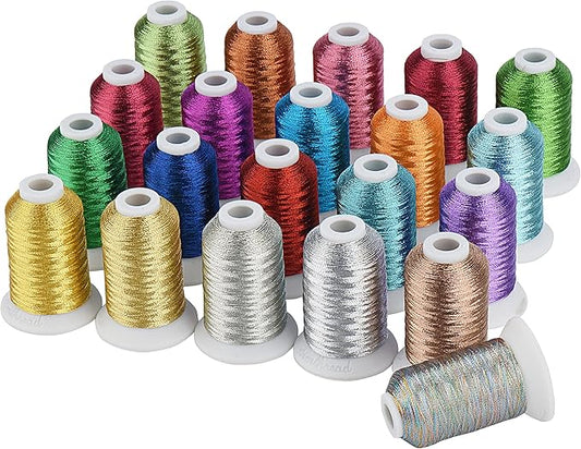 Simthread Best 21 Colors Metallic Embroidery Machine Thread Kit 500M(550Y) for Computerized Embroidery and Decorative Sewing