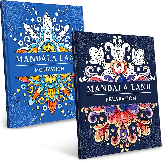 RYVE Mandala Coloring Book for Adults (2 Pack) – 60 Unique Mandalas for Relaxation, Anxiety & Stress Relief – Mindfulness Adult Coloring Book for Women & Men, Inspirational Gifts for Women