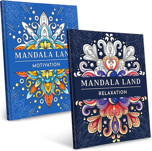RYVE Mandala Coloring Book for Adults (2 Pack) – 60 Unique Mandalas for Relaxation, Anxiety & Stress Relief – Mindfulness Adult Coloring Book for Women & Men, Inspirational Gifts for Women