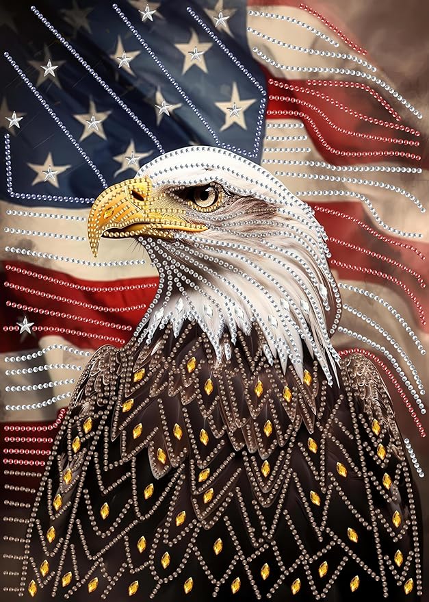 SKRYUIE DIY Diamond Art Kits for Adults Eagle Special Shape - 5D Diamond Painting Kits for Adults Animal - Crystal Embroidery Cross Stitch - Craft for Wall & Office Decor 12×16 Inch