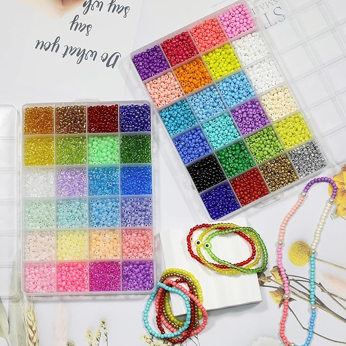 Size 4mm Seed Beads About 8000pcs 48 Colors 6/0 Glass Seed Beads for Making Jewelry Bracelet Necklace