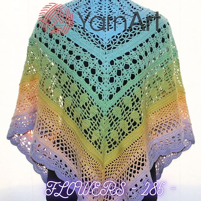 YarnArt Flowers – Gradient Cotton Acrylic Blend, 250g (8.8 oz), 1094 yds, Lightweight Sport Yarn for Crochet, Knitting, Shawls, Summer Projects (285)