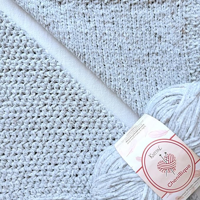 Chenillique Velvet Chenille Yarn for Crocheting, 4-Pack (856Yds / 400G), Free Patterns, Beginners Friendly - Soft Baby Yarn for Knitting Baby Blanket - #4 Medium Worsted Weight - Frosted Blue