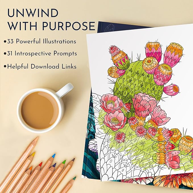 RYVE Coloring Book for Adults Relaxation - Beautiful Designs to Promote Mindfulness & Relaxation - Adult Coloring Book for Women & Men, Anxiety and Stress Relief Gifts for Women, Flower Designs