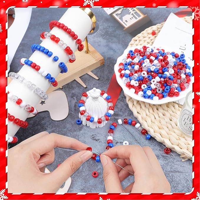 Royal Blue Pony Beads for Bracelet 1000 Pcs Plastic Beads for Friendship Bracelets 6x9mm Large Hole Beads for Hair Braiding Small Beads Necklace Earrings Jewelry Making