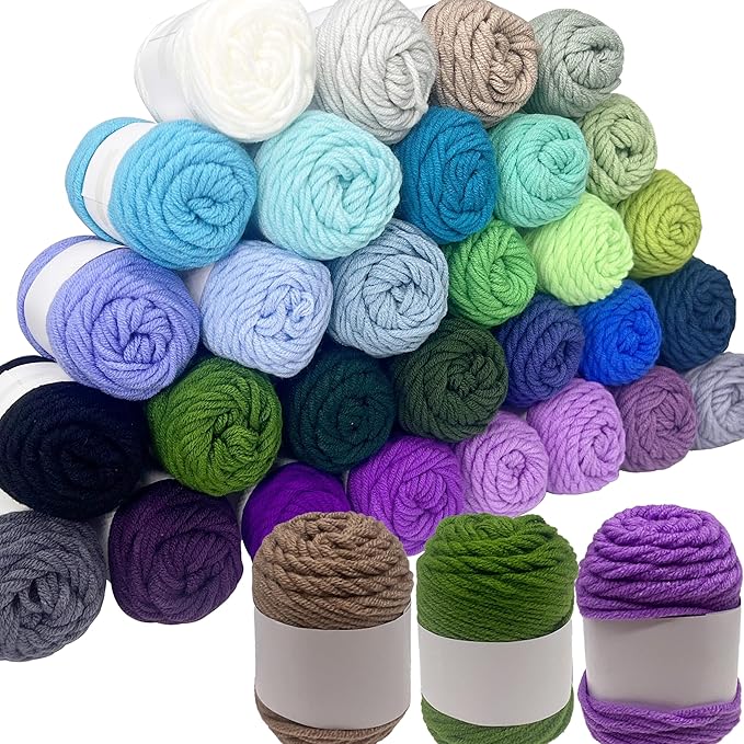 30 Color 15g Assorted Colors Acrylic Yarn for Crocheting & Knitting, Cotton Yarn for DIY, Handicraft & School Projects