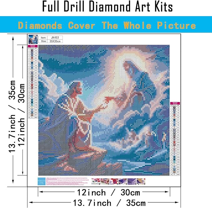 CHWGLFGG Jesus 5D Diamond Art Kits for Adults Beginners,DIY Full Round Drill Diamond Painting Kits Inspiring Faith,Paint by Diamonds Dot Gem Art Crystal God Easy,Home Wall Decor 13.7X 13.7Inch.