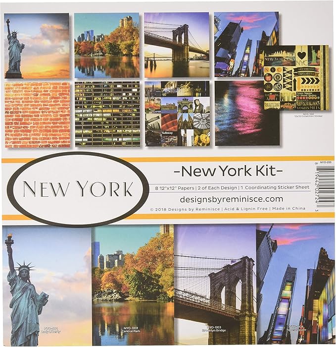 Reminisce (REMBC) New York Scrapbook Collection Kit, Multi Color Palette 12x12 inches