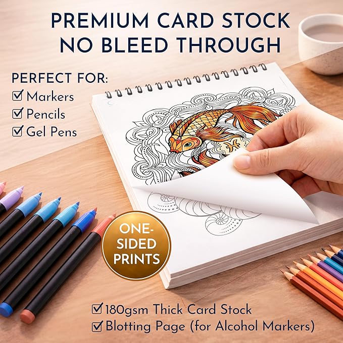 Premium Zodiac Mandala Coloring Book for Adults – 50 Astrology Designs – 180gsm Thick Bleed-Proof Paper, Spiral Bound Lay-Flat, Perforated – Frameable Art, Horoscope Gifts for Women, Star Signs
