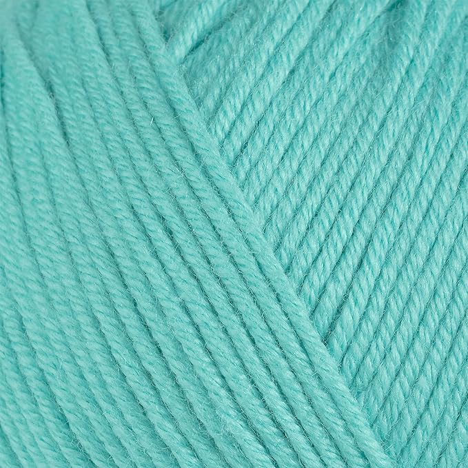 Estako Happy Cotton, (4 Skeins Pack) 60% Cotton 40% Acrylic Yarn, Soft, Fine/Sport (2) for Crochet and Knitting (4 x 1.76 Oz) / (4 x 180 Yrds) (4260 - Cyan)