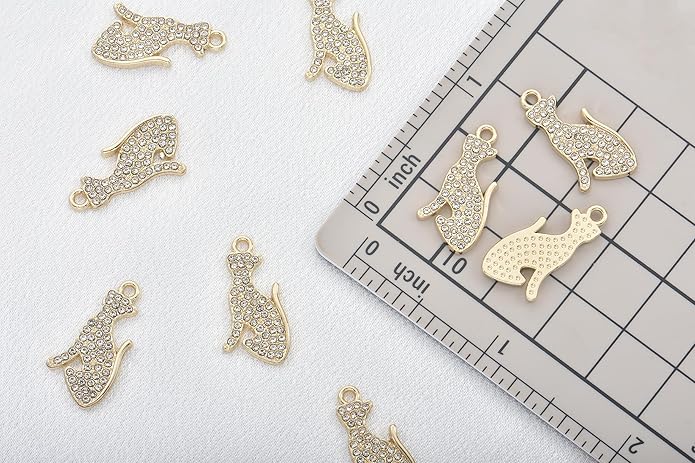 Pack of 20 Rhinestone Charms Gold Plated Pendants Pave Crystal Accessories for Necklace Bracelet Jewelry Making DIY Crafting