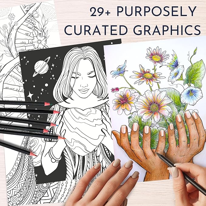 Adult Coloring Book for Women – Affirmation Coloring Book with 29 Self Love Affirmations – Coloring Books for Adults Relaxation, Self Love Gifts, Affirmation Gifts for Women, 8.5x11, Perforated