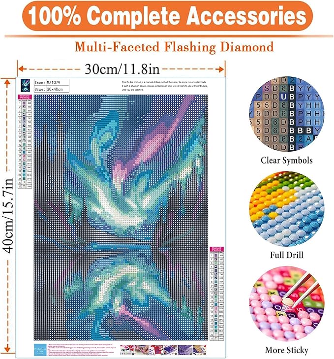 igoodom Northern Lights Diamond Art Kits for Adults, Aurora Diamond Painting Kit, Full Drill Round Diamond Art Kits, DIY Gem Art and Crafts for Home Wall Decor Gift 12x16inch