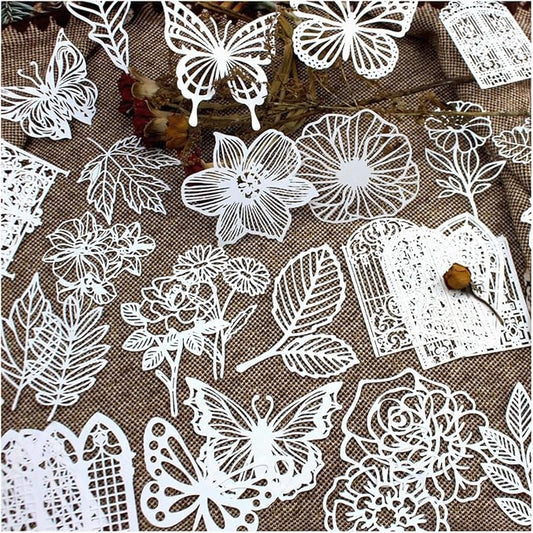 Diuhofart Vintage Scrapbook Embellishments Paper Cutout Lace for Scrapbooking Supplies, 40 Pcs Large Decorative Paper for DIY Craft Wedding Album, Junk Journals, Card Making