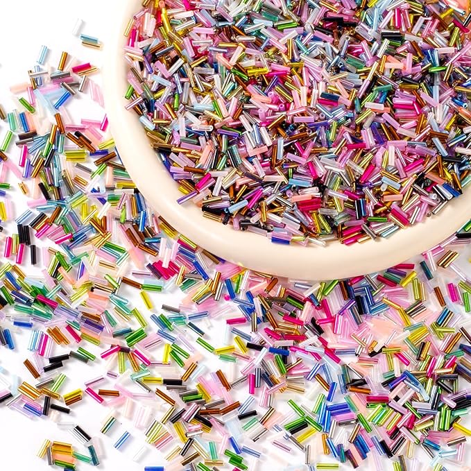 Ybxjges 4800Pcs 7mm Tube Beads Kit with 28 Colors Glass Bugle Seed Beads Small Craft Beads for DIY Bracelet Necklaces Jewelry Making