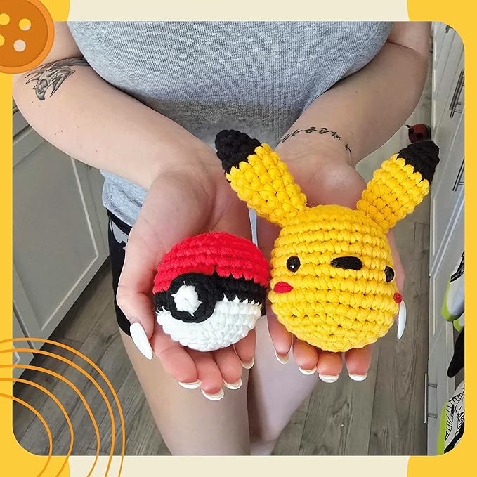 Pika-Doo DIY Crochet Kit | Ultimate Starter Set for Teens & Adults | Fun Couples & Date Night Craft Project w/Premium Yarn, Hook, Step-by-Step Video Tutorials & Easy Written Guides (Ages 15+)