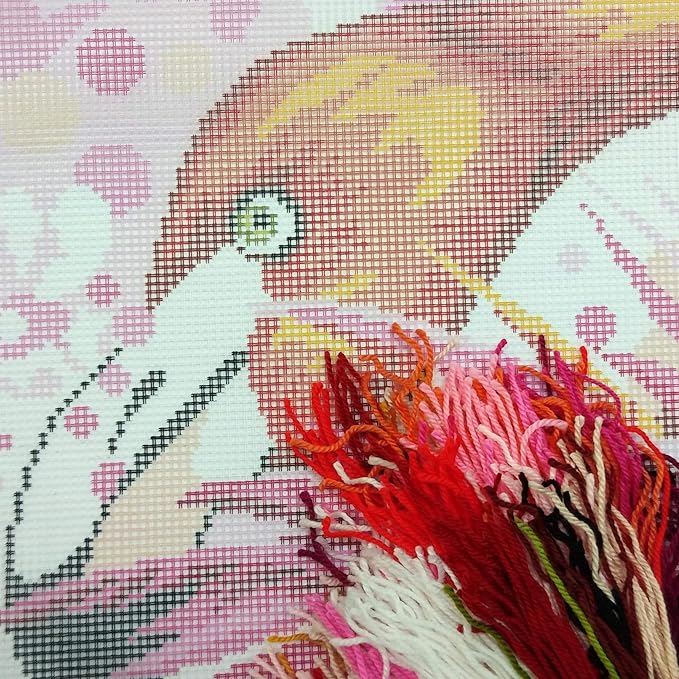 Flamingo. Needlepoint Kit. Throw Pillow 16×16 Inches. Printed Tapestry Canvas, European Quality