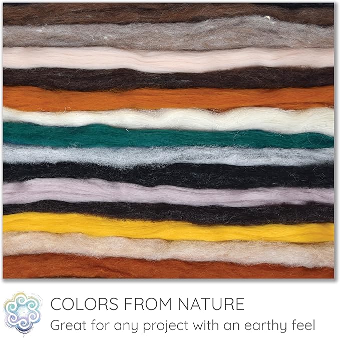 100% Wool - Assorted Wool Roving for Needle Felting, Wet Felting, Felt Painting, Spinning and Blending - Critter Colors