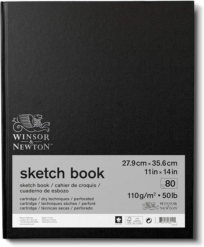 Winsor & Newton Classic Hard Bound Sketch Book, 11" x 14", 80 sheets, 110gsm, Natural White