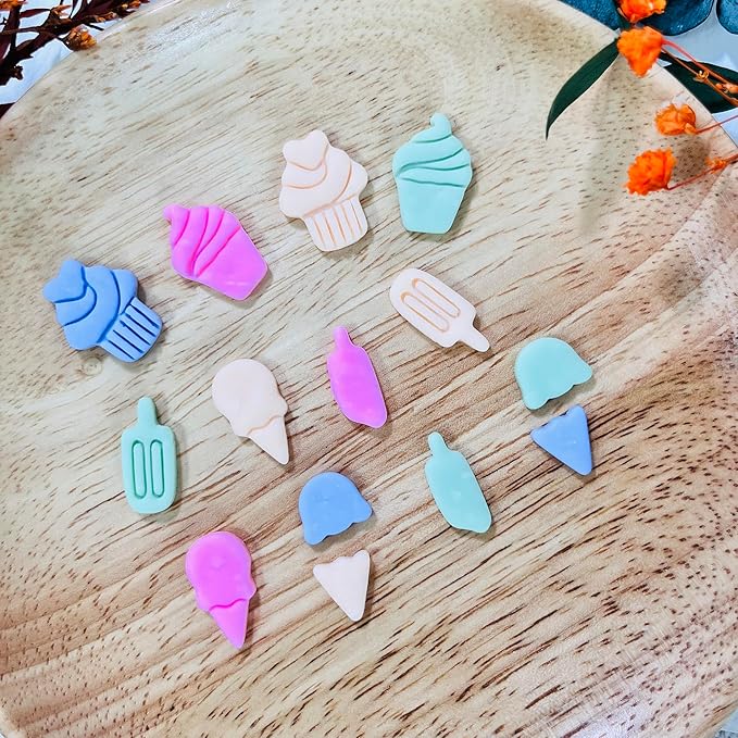 Xaekicr 7 PCS Cute Dessert Polymer Clay Cutters Set – Ice Cream, Cupcake, Cake Slice Clay Earring Cutters – DIY Polymer Clay Molds & Clay Tools for Jewelry Making