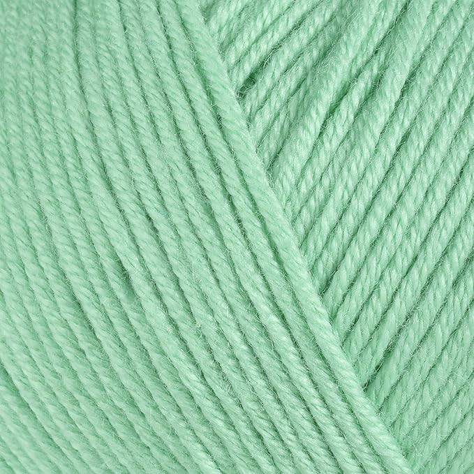 Estako Happy Cotton, (4 Skeins Pack) 60% Cotton 40% Acrylic Yarn, Soft, Fine/Sport (2) for Crochet and Knitting (4 x 1.76 Oz) / (4 x 180 Yrds) (4920 - Mint)