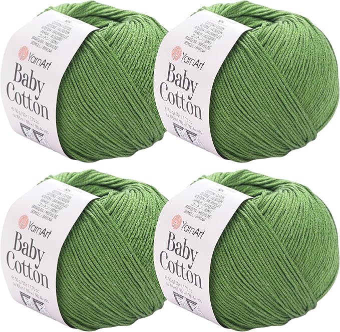 YarnArt Baby Cotton Yarn 4-Pack – Soft Knitting Yarn for Baby & Summer, 50% Cotton 50% Acrylic, 1.76 Oz Each, 180.44 Yds/Skein – Ideal for Amigurumi & Crochet Projects (441)