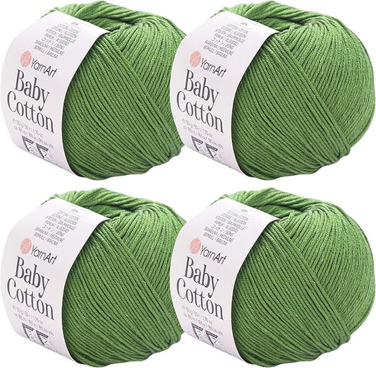YarnArt Baby Cotton Yarn 4-Pack – Soft Knitting Yarn for Baby & Summer, 50% Cotton 50% Acrylic, 1.76 Oz Each, 180.44 Yds/Skein – Ideal for Amigurumi & Crochet Projects (441)