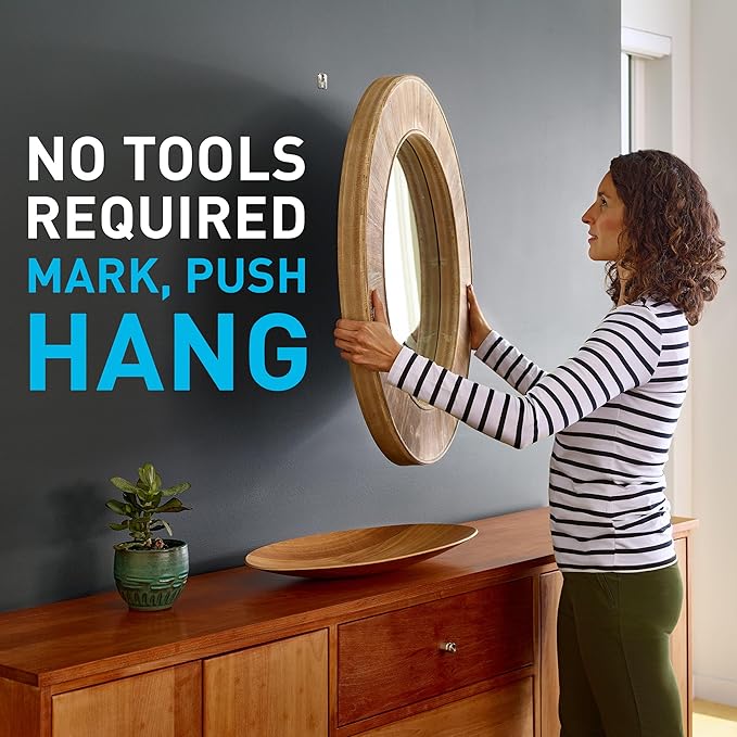 3M CLAW(TM) 15 lb. Drywall Picture Hanger With Spot Marker, Heavyweight Hanging Solution for Room Decor and Office Space Decor, Including Mirrors or Large Art – 6 Pack