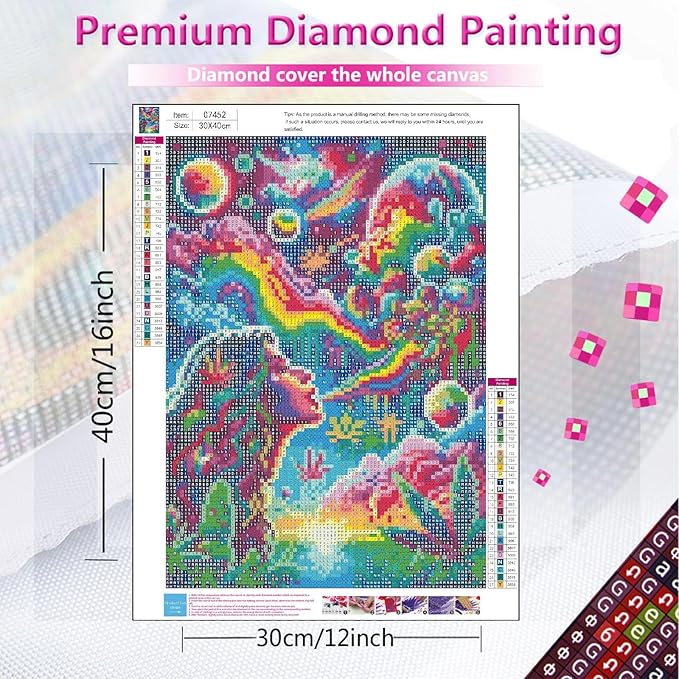 askkqtx Starry Rainbow Diamond Art Kits for Adults, Starry Sky Diamond Painting Kits, DIY 5D Round Full Drill Crystal Rhinestone Gem Art Craft Kits for Home Wall Decor 12X16 Inch