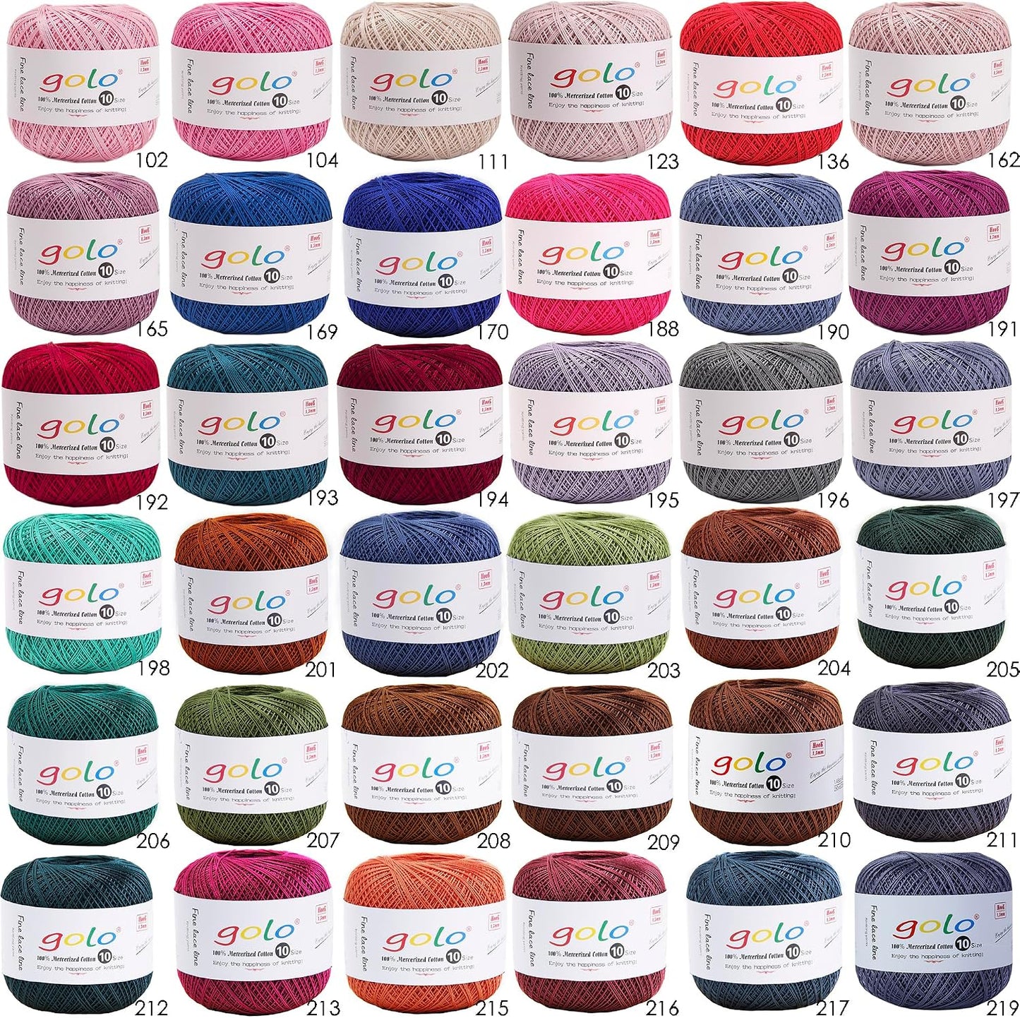 golo Crochet Thread Size 10 White Yarn for Hand Knitting White 801