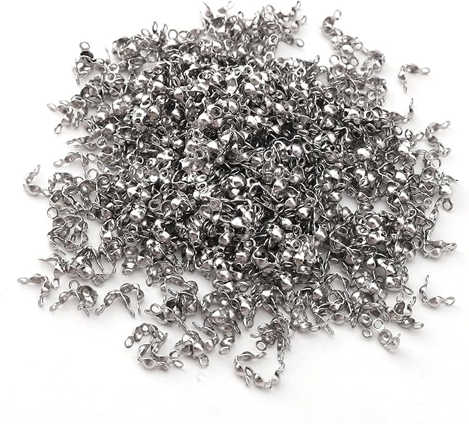 304 Stainless Steel End Caps 2.5x5mm 600pcs Knot Covers for Jewelry DIY Making and Repairing