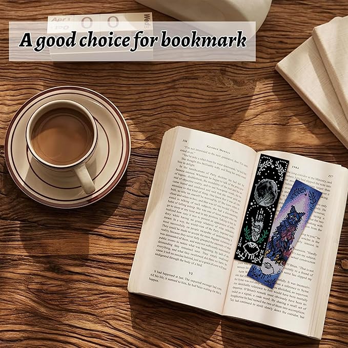 NEGEKFKX 6 Pcs Magical Witchy Cross Stitch Bookmark Kit for Adult Beginners,Cross Stitch Kits 14 CT DIY Crossstitch Kits Adult Stamped Bookmark Embroidery Bookmarks Kit