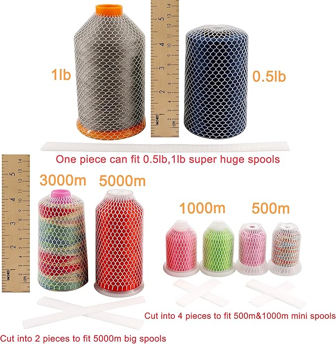 New brothread 20YD Thread Net Spool Saver for Different Sizes of Embroidery Sewing Quilting and Serger Thread Spools/Cones - Cut into Any Length