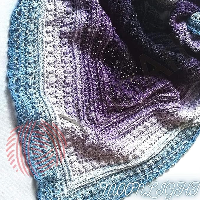 YarnArt Flowers Moonlight – Gradient Cotton Acrylic Yarn with Metallic Lurex, 9.17oz (250g), 1093 Yards – Shiny, Multicolor Cake Yarn for Crochet, Knitting, Shawls & DIY Projects (3264)