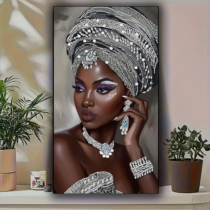 KUFWKEY African Diamond Art Kits for Adults,Partial 5D DIY Diamond Painting kit for Beginners,Special Shaped Diamond Art,Sparkling gem Art,Diamond dots,Mosaic Kits,Home Decor,Large Size 16X28 inch