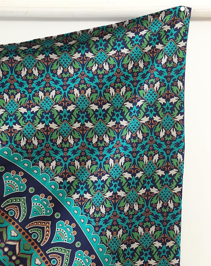 popular handicrafts mandala hippie psychedelic ombre tapestry wall hanging - indian maditation gypsy bohemian hippy dorm room decor tarqouise 60x54 inch