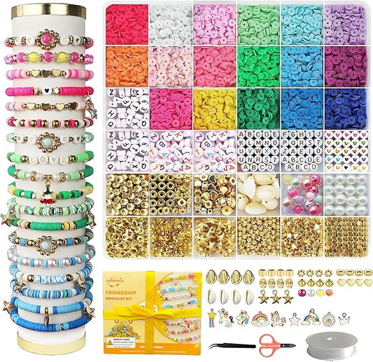 iumulinrui Friendship Bracelet Kit Concert Bracelets Merch, 5200 Pcs Clay Beads Bracelet Making Kit Tricolor Letter Bead, Jewelry Set with Pendant, DIY Craft Gifts Suitable for Beginners
