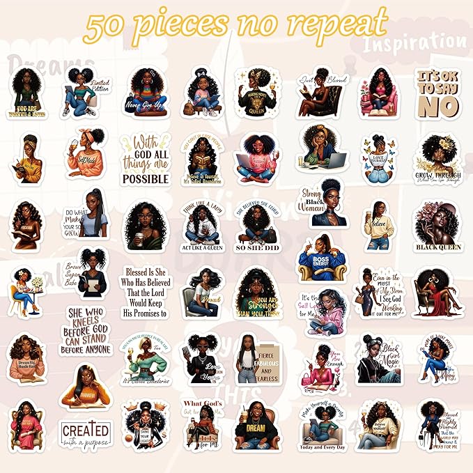 Black Girl Affirmation Stickers, 100 Pcs Vision Board Supplies for Women, Inspirational Black Girl Magic Sticker Decals for Journals Planners Scrapbook DIY Vision Board Kit for Adults & Teens