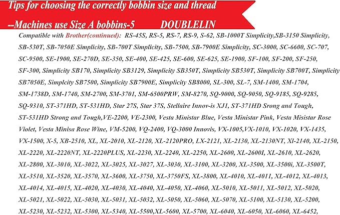DOUBLELIN Prewound Bobbins, Size A/Style A/Class 15 / SA156 / Size 11.5, Plastic Sided, Polyester, 144 pcs – for Sewing & Embroidery Machines (75D/2 Black)