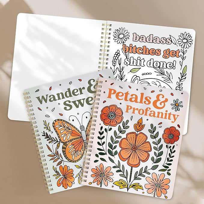 Beautiful Coloring Book Set of 2 for Adult Relaxation - Funny Coloring Books with Floral Designs for a lot of Laughs - The Perfect Stress-Relieving Gift for Women