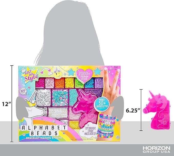 Just My Style DIY Bracelet Making Kit with 2000+ Beads, Storage Case & Instructions