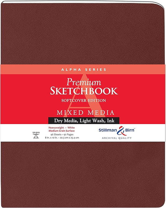 Stillman & Birn Alpha Series Softcover Sketchbook, 8" x 10", 150 gsm (Heavyweight), White Paper, Medium Grain Surface