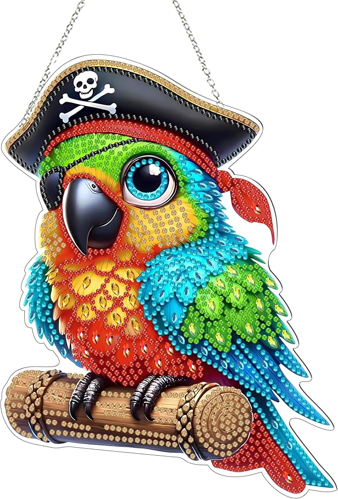 DIY Hanging Diamond Art Kit for Adult – 5D Gem Art Window & Wall Pendant, Acrylic Diamond Painting Ornament for Home & Garden Decoration (Corsair Bird)