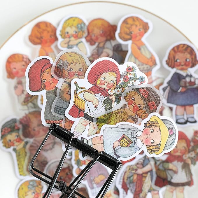 80Pcs Scrapbook Stickers Set Vintage Paper Doll Journal Stickers for Planner DIY Crafts Embelishment Diary 20 Designs Each 4pcs